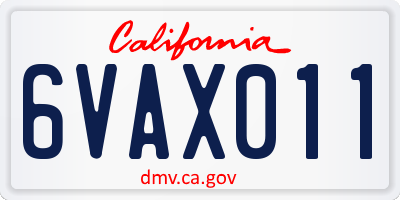 CA license plate 6VAX011