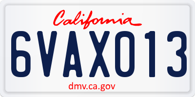 CA license plate 6VAX013