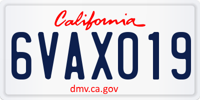 CA license plate 6VAX019