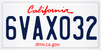 CA license plate 6VAX032
