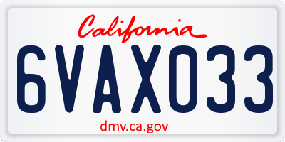 CA license plate 6VAX033