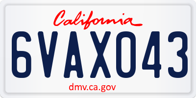 CA license plate 6VAX043