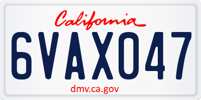 CA license plate 6VAX047