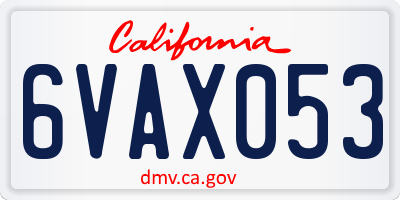 CA license plate 6VAX053
