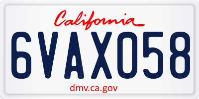 CA license plate 6VAX058