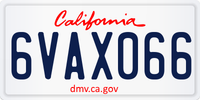 CA license plate 6VAX066
