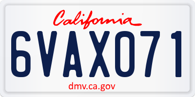 CA license plate 6VAX071