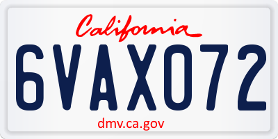 CA license plate 6VAX072