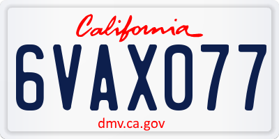 CA license plate 6VAX077