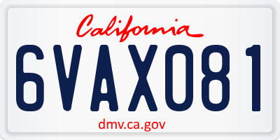 CA license plate 6VAX081