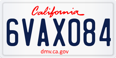 CA license plate 6VAX084