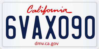 CA license plate 6VAX090