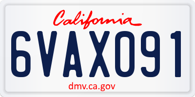 CA license plate 6VAX091