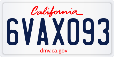 CA license plate 6VAX093