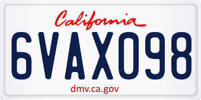 CA license plate 6VAX098