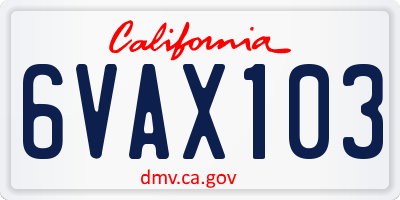 CA license plate 6VAX103