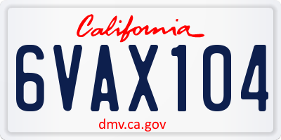 CA license plate 6VAX104