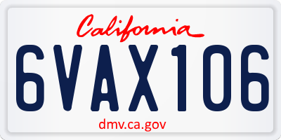 CA license plate 6VAX106