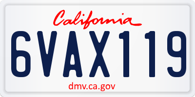 CA license plate 6VAX119