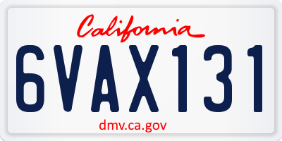 CA license plate 6VAX131