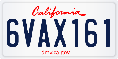 CA license plate 6VAX161