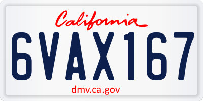 CA license plate 6VAX167