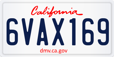 CA license plate 6VAX169