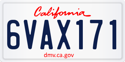 CA license plate 6VAX171