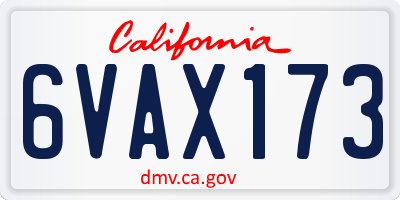 CA license plate 6VAX173