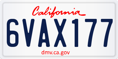 CA license plate 6VAX177