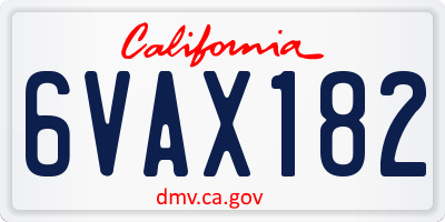 CA license plate 6VAX182