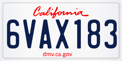 CA license plate 6VAX183
