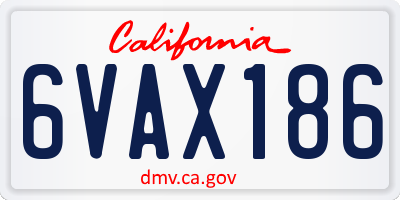 CA license plate 6VAX186