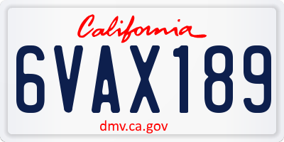CA license plate 6VAX189
