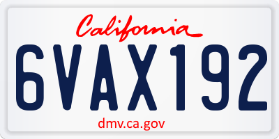 CA license plate 6VAX192