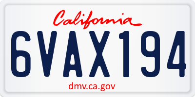 CA license plate 6VAX194