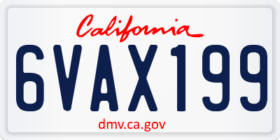 CA license plate 6VAX199