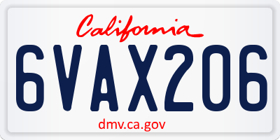 CA license plate 6VAX206