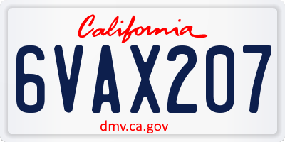 CA license plate 6VAX207