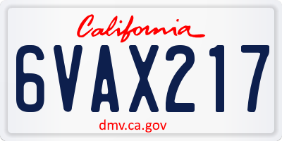 CA license plate 6VAX217