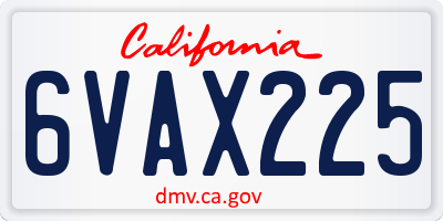 CA license plate 6VAX225