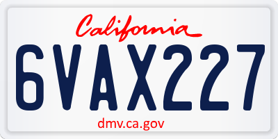CA license plate 6VAX227
