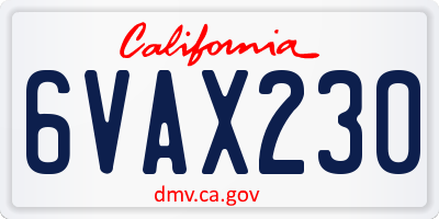 CA license plate 6VAX230