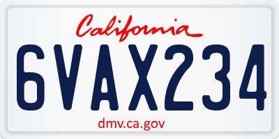 CA license plate 6VAX234