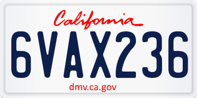 CA license plate 6VAX236