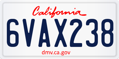 CA license plate 6VAX238