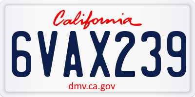 CA license plate 6VAX239