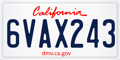 CA license plate 6VAX243