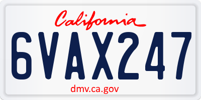 CA license plate 6VAX247