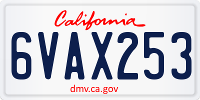 CA license plate 6VAX253